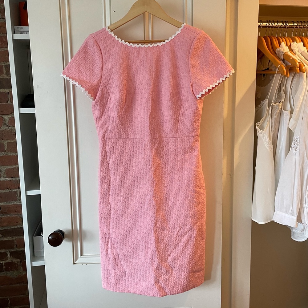 Pink J. Crew shirt sleeve sheath dress